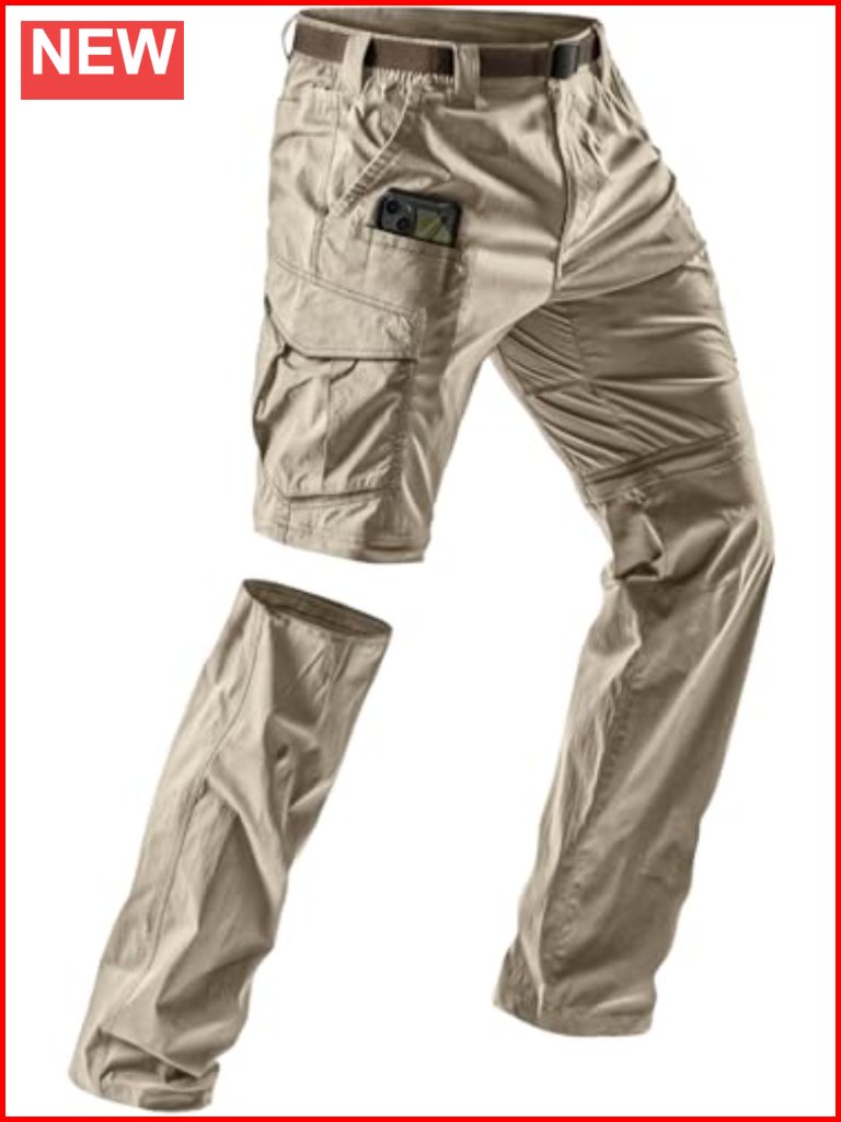 Convertible Cargo Tactical Pants, Water Resistant Hiking Pants, Zip Off